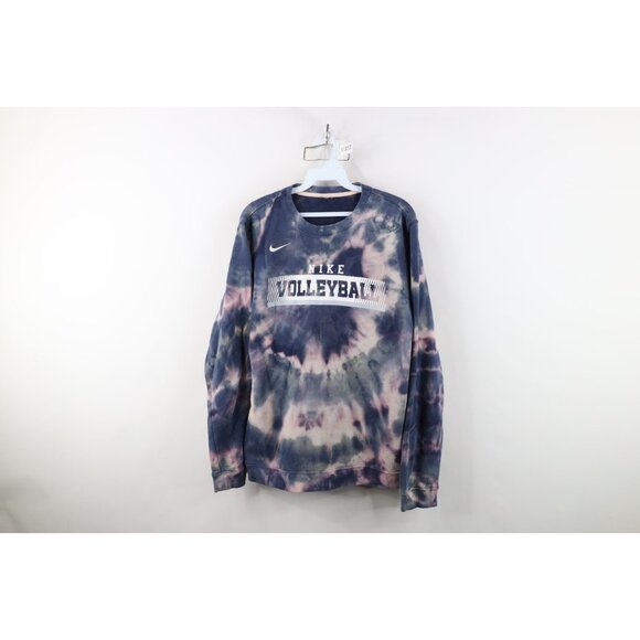 Vtg Y2K Nike Volleyball Womens Medium Spell Out Acid Wash Crewneck Sweatshirt - Picture 1 of 13
